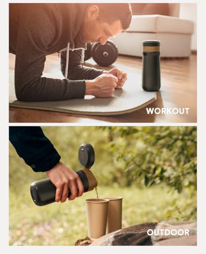 Portable French Press Stainless Steel Coffee Maker Travel French Press Insulated Bottle Cup