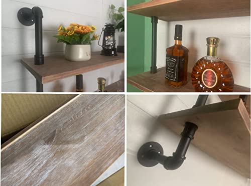 Floating Bookshelf Shelves Industrial Pipe Shelving Floating Pipe Shelf with Wood Planks 48 inch Industrial Wall Shelves Rustic Hanging Bookshelf Farmhouse Kitchen Shelving (4 Count)