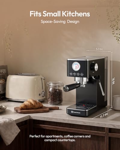 Slim Espresso Machine with Milk Frother