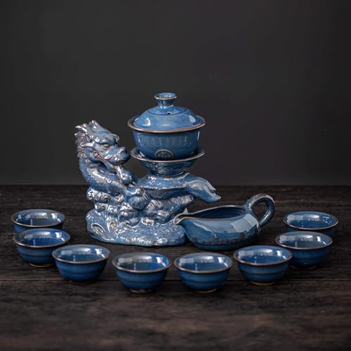 Ceramic Teapot with Infuser Semi Automatic Tea Set Magic Teapot with 8 cups Gradient Color