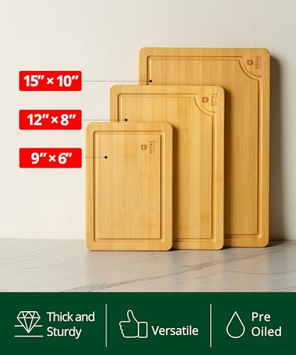 Wooden Cutting Boards for Kitchen Meal Prep & Serving (3 Count)