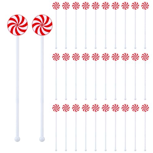 30 Pcs Christmas Drink Stirrers Lollipop Stir Sticks (30 Count)