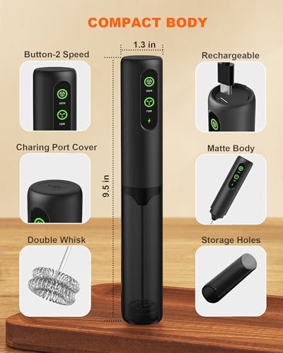 2 Speed Rechargeable Milk Frother Handheld