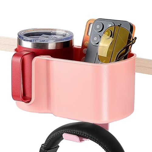 3-in-1 Desk Cup Holder and Headphone Hanger, Fits 18-32 oz Cups