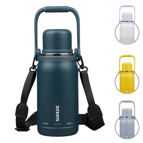 Stainless Steel Insulated Bottle with Handle & Strap