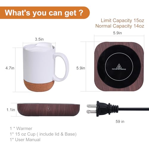 Coffee Mug Warmer & Mug Set for Desk