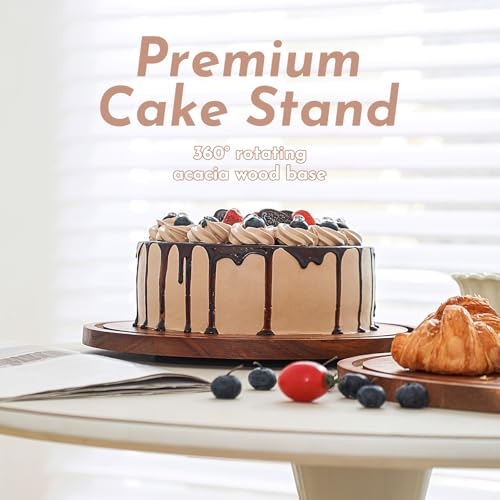Acacia Wood Cake Stand with Acrylic Dome Lid