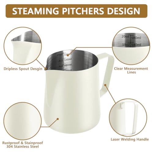 Milk Frothing Pitcher Stainless Milk Cup with Art Pen