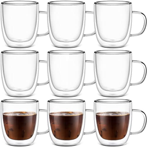 Espresso Cups Double Walled Espresso Shot Glass with Handle Cups Insulated Clear Small Shot Glasses for Cappuccino Latte Hot Beverage