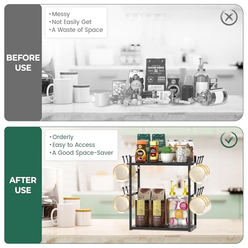 Coffee Station Bar Organizer Mug Holder Stand Countertop