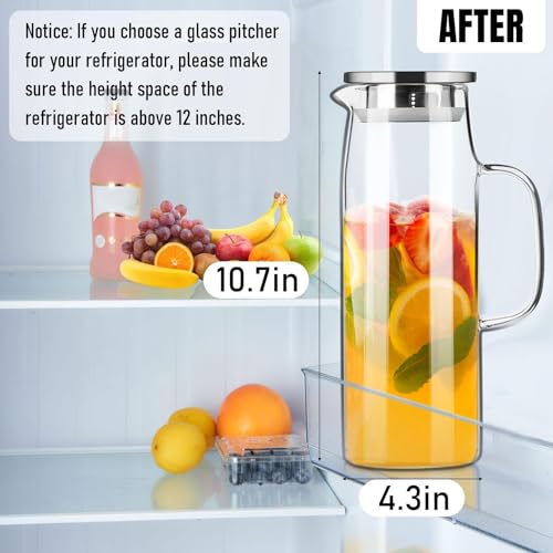Glass Pitcher with Lid and Spout 50oz