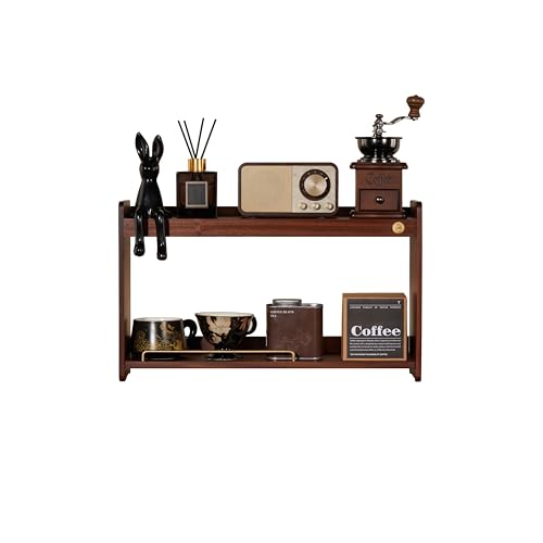 Wooden Cup Holder 2 Tier Walnut Shelf Organizer