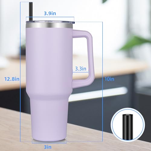 40 oz Tumbler with Handle and Straw (4 Count)