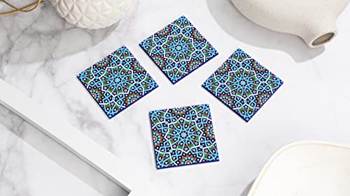 Blue Tile Colored Coasters Set of 4