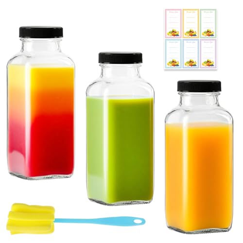 3 Pack 12oz Glass Drink Bottles with Lids