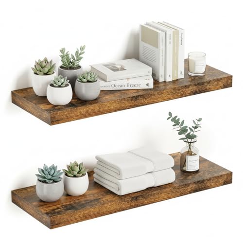 Deep Floating Shelves for Wall 24 inches Set of 2 (2 Count)