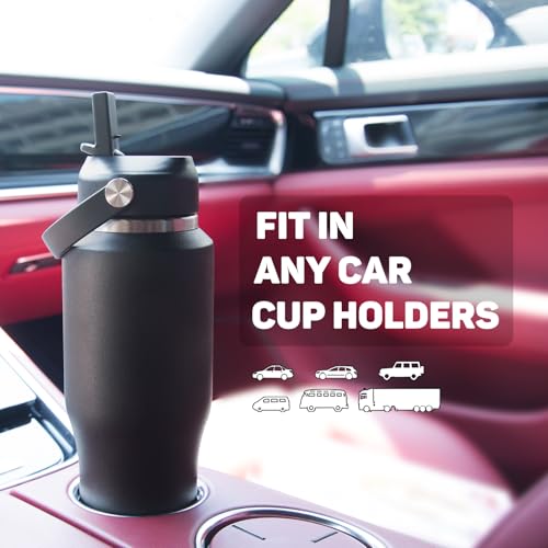 32oz Black Water Bottle Stainless Steel