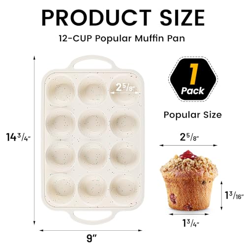 1Pack Silicone Muffin Pan for Baking with Metal Reinforced Frame (2 Count)