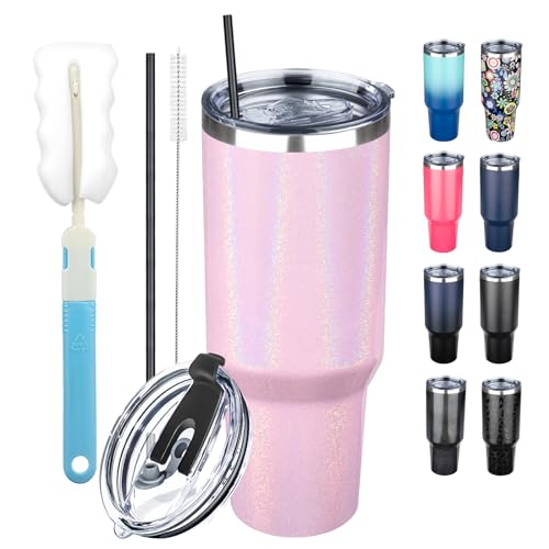 40 oz Tumbler with Lids and Straws