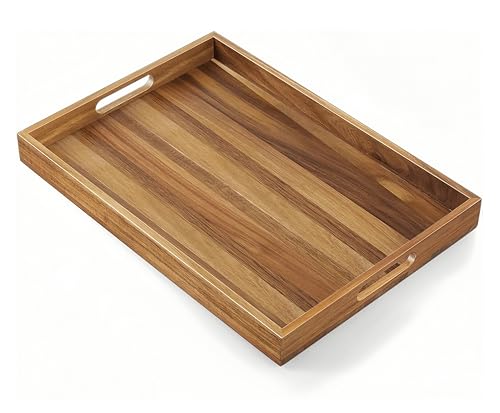 Acacia Wood Serving Tray with Handles