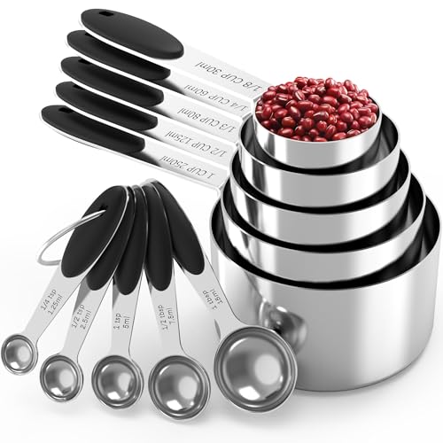 Stainless Steel Measuring Cups and Spoons Set with Silicone Handle