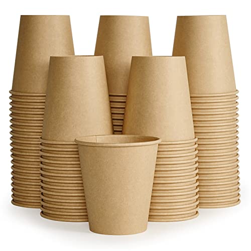 100 Pack 10 oz Kraft Paper Coffee Cups