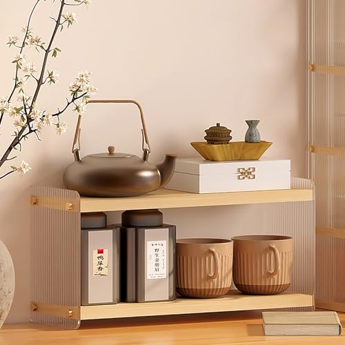 Coffee Station Organizer 2 Tier Acrylic Home Storage Mugs Hooks for Kitchen Countertops