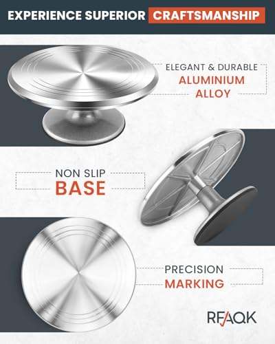 50PCs Cake Decorating Supplies Kit with 12" Aluminum Rotating Cake Turntable Stand