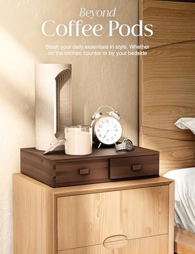 Acacia Wood Coffee Pod Storage Drawer for K