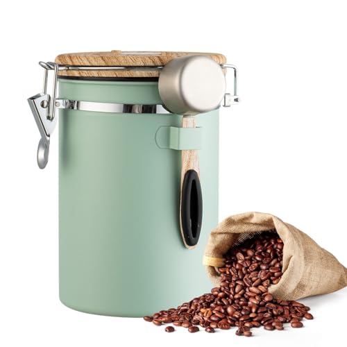 Airtight Coffee Canister 1.8L with Wooden Lid Scoop Set