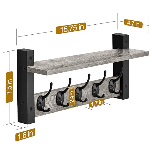 Coat Rack Wall Mount with Shelf