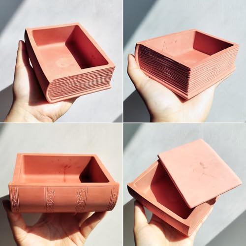 Resin Box Mold with Lid Book Shape Storage Box Silicone Molds for Epoxy Resin Concrete 3D Candle Holder Jewelry Trinket Container Succulent Plant Pot Mold DIY Art Casting Craft Home Decor