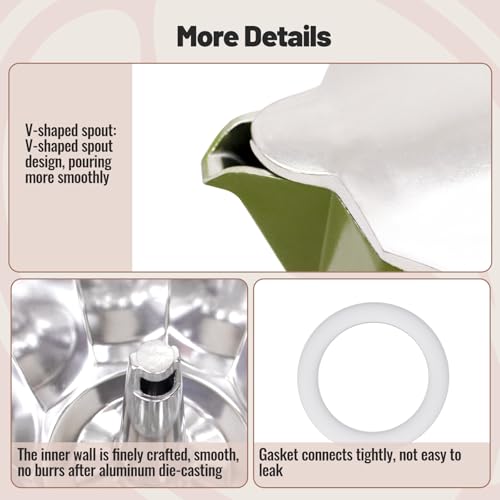 9 Cup Aluminum Moka Pot Classic Stovetop Espresso Coffee Maker 450ml 15oz Coffeemaker Percolator Mocha Pot Greca Coffee Maker Cafe Makers for Italian and Cuban Café Brewing Green