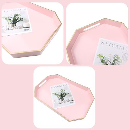 Pink Decorative Tray with Handles