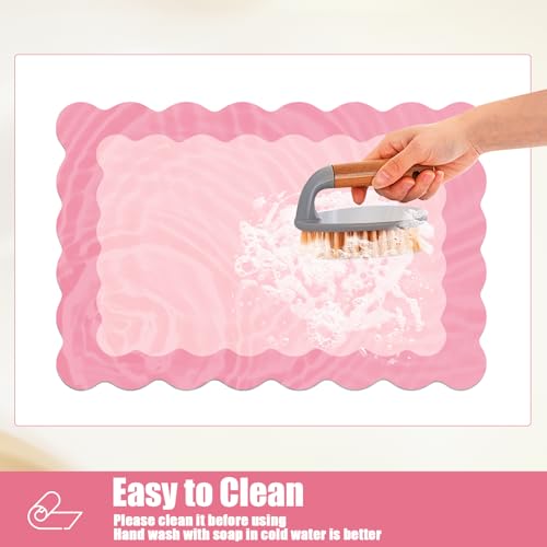 Rose Pink Scalloped Coffee Mat for Countertop Coffee Bar Mat Matt