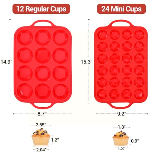 Silicone Muffin Pans for Baking (2 Count)