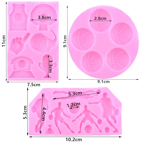 Basketball Silicone Molds Sports Theme Fondant Mold Set Of 3