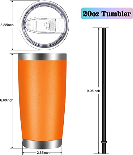 20oz Tumbler with Lid and Straw Stainless Steel Tumbler Cup Bulk Vacuum Insulated Double Wall Travel Coffee Mug Powder Coated Coffee Cup (6 Count)