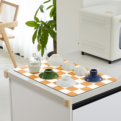 Checkered Dish Drying Mat for Kitchen Counter