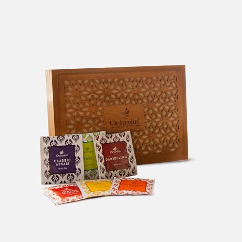 Floral Cutwork Wooden Tea Sampler Box (90 Count)