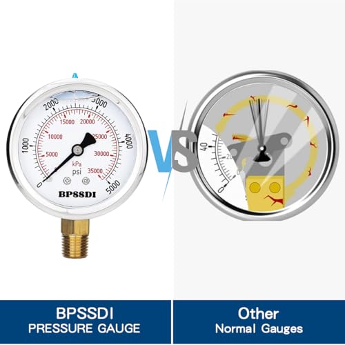 0 5000 Psi Glycerin Liquid Filled Hydraulic High Pressure Gauge