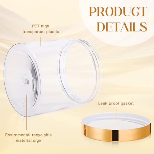 4 Pcs Plastic Jars Wide Mouth with Lids (4 Count)
