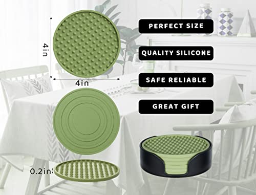 Rubber Coasters Set 6 with Holder