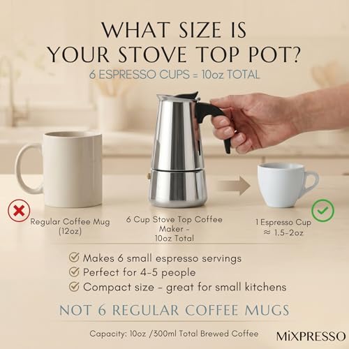 6 Cup Greca Moka Pot (6 Espresso Cups)