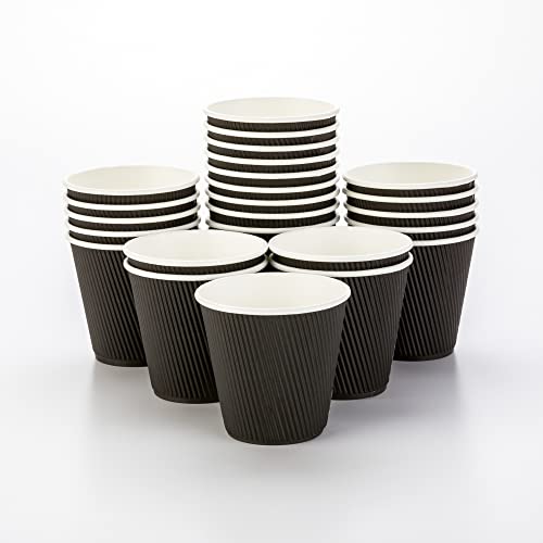 Coffee Cups 500 Pack of 8 oz Paper Ripple Wall Espresso Cups Insulated Leakproof Disposable (500 Count)
