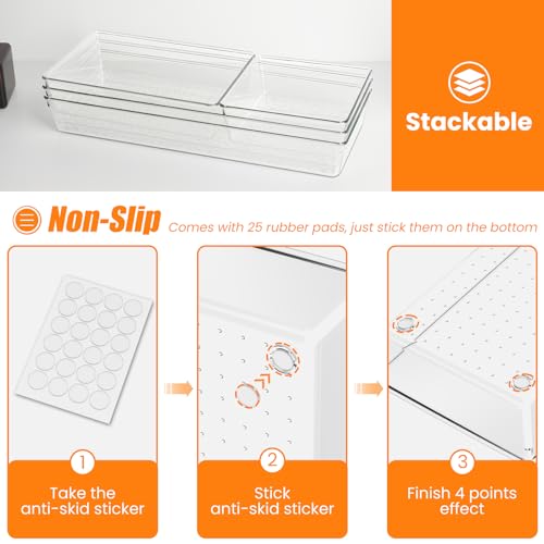 9 Pack Clear Plastic Drawer Organizer Set (9 Count)