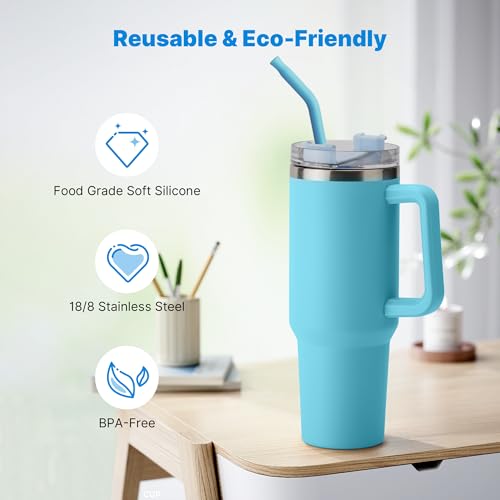 2 Pcs Stainless Steel Straws for 40 oz Stanley Tumbler