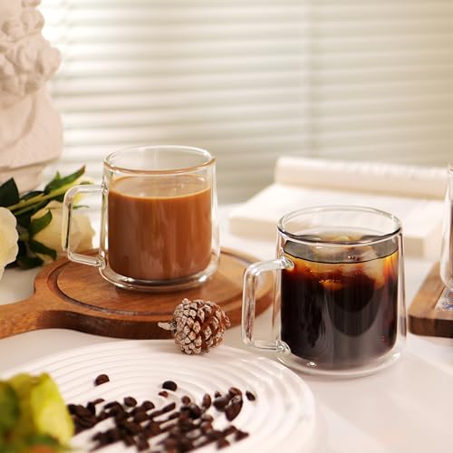 15oz Double Walled Glass Coffee Mugs (2 Count)