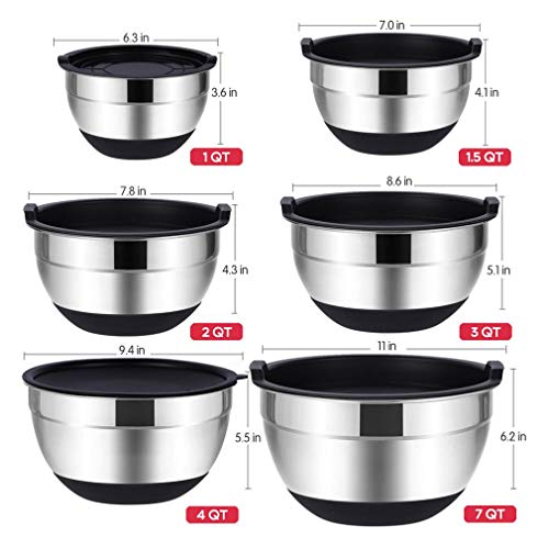 20PCS Stainless Steel Mixing Bowls with Airtight Lids Set