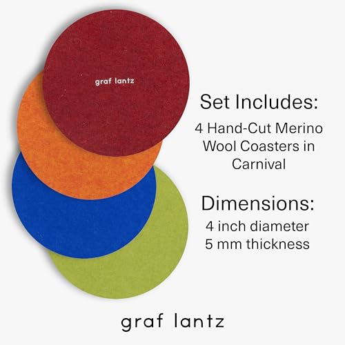 Bierfilzl Merino Wool Round Coasters Set of 4 (4 Count)